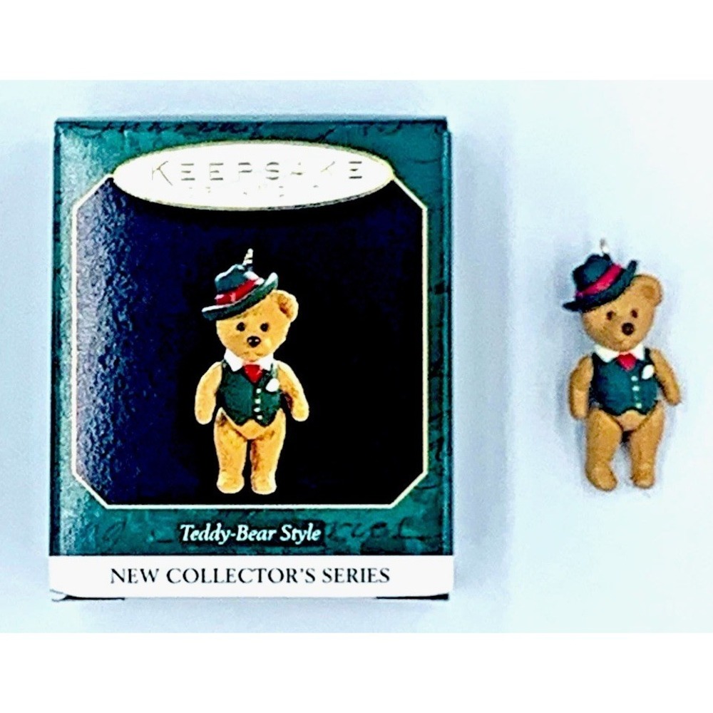 Vintage Hallmark Miniature‎ Teddy Bear Style Series #1 Collector Ornament NOS